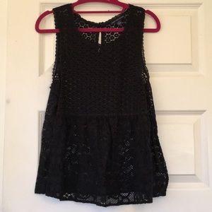 American Eagle black lace peplum tank top